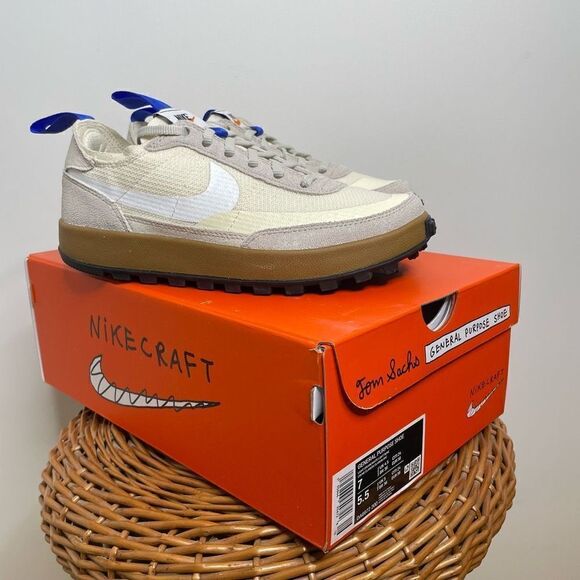 NEW Nike x Tom Sachs Nikecraft General Purpose Sneakers Shoes 7 Beige White Blue - Picture 3 of 10